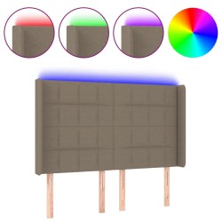 vidaXL LED Kopfteil Taupe 147x16x118/128 cm Stoff