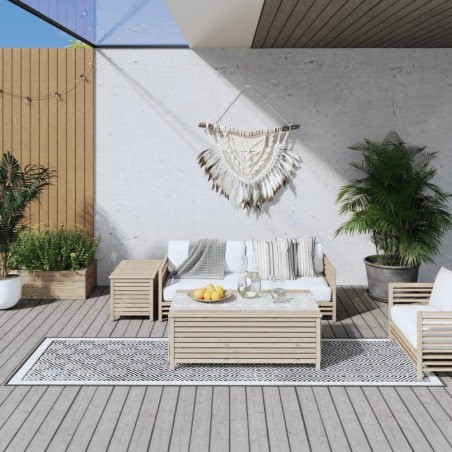 vidaXL Outdoor-Teppich Grau und Weiß 80x250 cm Beidseitig Nutzbar