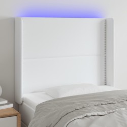 vidaXL LED Kopfteil Weiß 93x16x118/128 cm Kunstleder