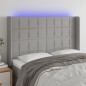 vidaXL LED Kopfteil Hellgrau 147x16x118/128 cm Stoff