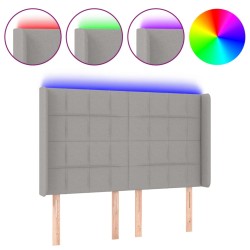 vidaXL LED Kopfteil Hellgrau 147x16x118/128 cm Stoff