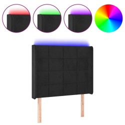 vidaXL LED Kopfteil Schwarz 103x16x118/128 cm Samt