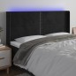vidaXL LED Kopfteil Schwarz 183x16x118/128 cm Samt