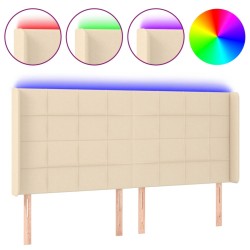 vidaXL LED Kopfteil Creme 163x16x118/128 cm Stoff