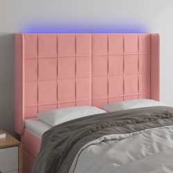 vidaXL LED Kopfteil Rosa 147x16x118/128 cm Samt