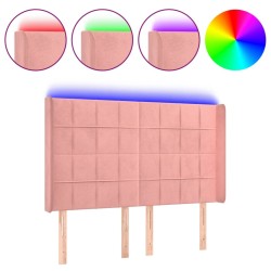 vidaXL LED Kopfteil Rosa 147x16x118/128 cm Samt
