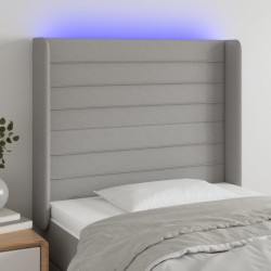 vidaXL LED Kopfteil Hellgrau 83x16x118/128 cm Stoff