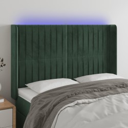 vidaXL LED Kopfteil Dunkelgrün 147x16x118/128 cm Samt