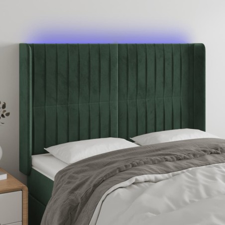 vidaXL LED Kopfteil Dunkelgrün 147x16x118/128 cm Samt