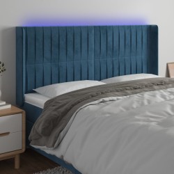 vidaXL LED Kopfteil Dunkelblau 203x16x118/128 cm Samt