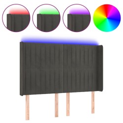 vidaXL LED Kopfteil Dunkelgrau 147x16x118/128 cm Samt