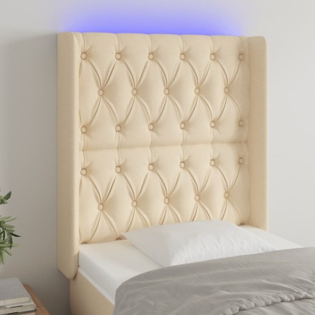 vidaXL LED Kopfteil Creme 83x16x118/128 cm Stoff