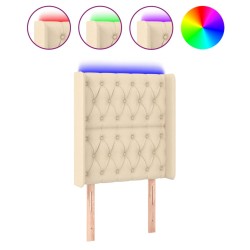 vidaXL LED Kopfteil Creme 83x16x118/128 cm Stoff