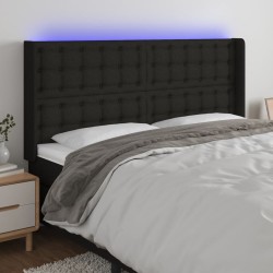 vidaXL LED Kopfteil Schwarz 163x16x118/128 cm Stoff