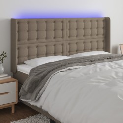 vidaXL LED Kopfteil Taupe 203x16x118/128 cm Stoff