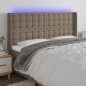 vidaXL LED Kopfteil Taupe 203x16x118/128 cm Stoff