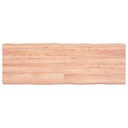 Tischplatte 120x40x6 cm Massivholz Eiche Behandelt Baumkante