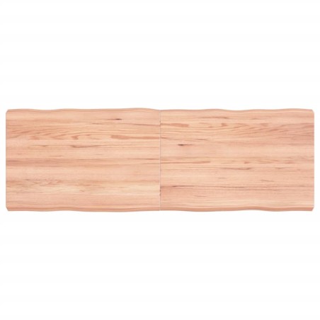 Tischplatte 120x40x6 cm Massivholz Eiche Behandelt Baumkante