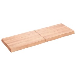 Tischplatte 120x40x6 cm Massivholz Eiche Behandelt Baumkante