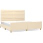 vidaXL Bettgestell mit Kopfteil Creme 160x200 cm Stoff vidaXL Bettgestell mit Kopfteil Creme 160x200 cm Stoff