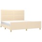 vidaXL Bettgestell mit Kopfteil Creme 160x200 cm Stoff vidaXL Bettgestell mit Kopfteil Creme 160x200 cm Stoff
