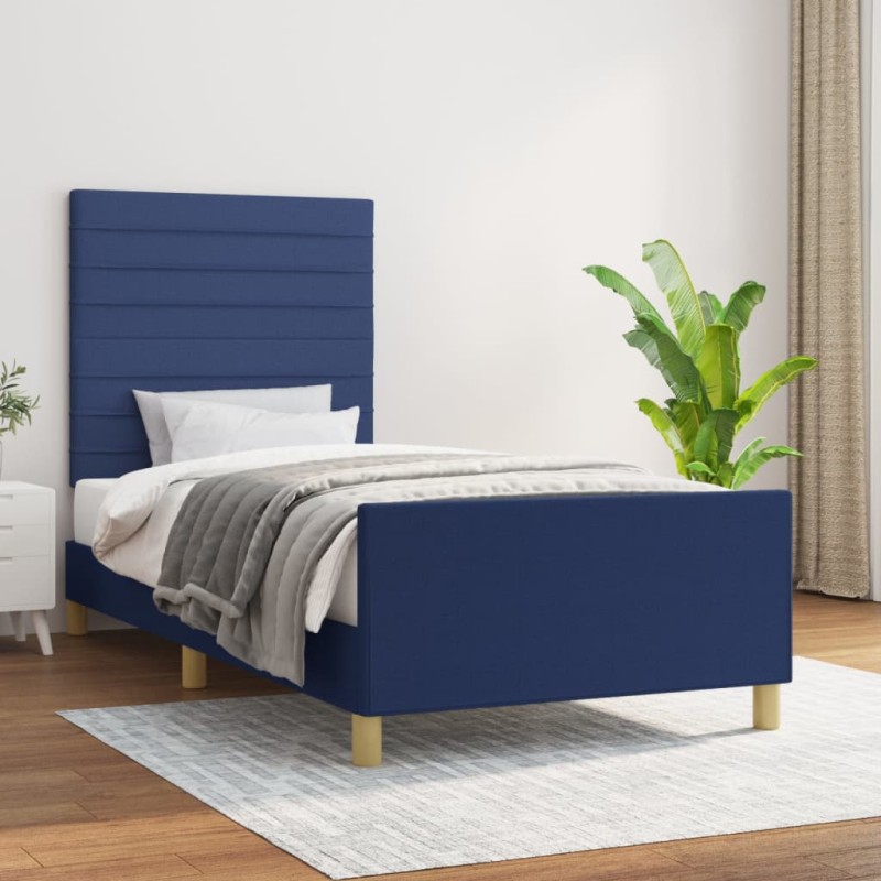 vidaXL Bettgestell mit Kopfteil Blau 80x200 cm Stoff vidaXL Bettgestell mit Kopfteil Blau 80x200 cm Stoff