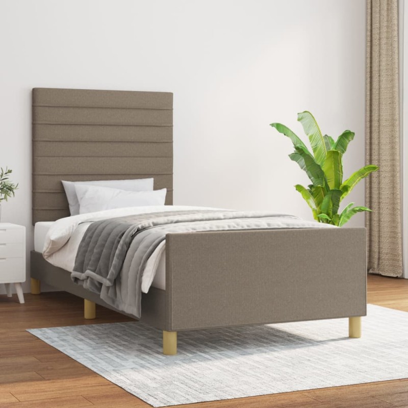 vidaXL Bettgestell mit Kopfteil Taupe 100x200 cm Stoff vidaXL Bettgestell mit Kopfteil Taupe 100x200 cm Stoff