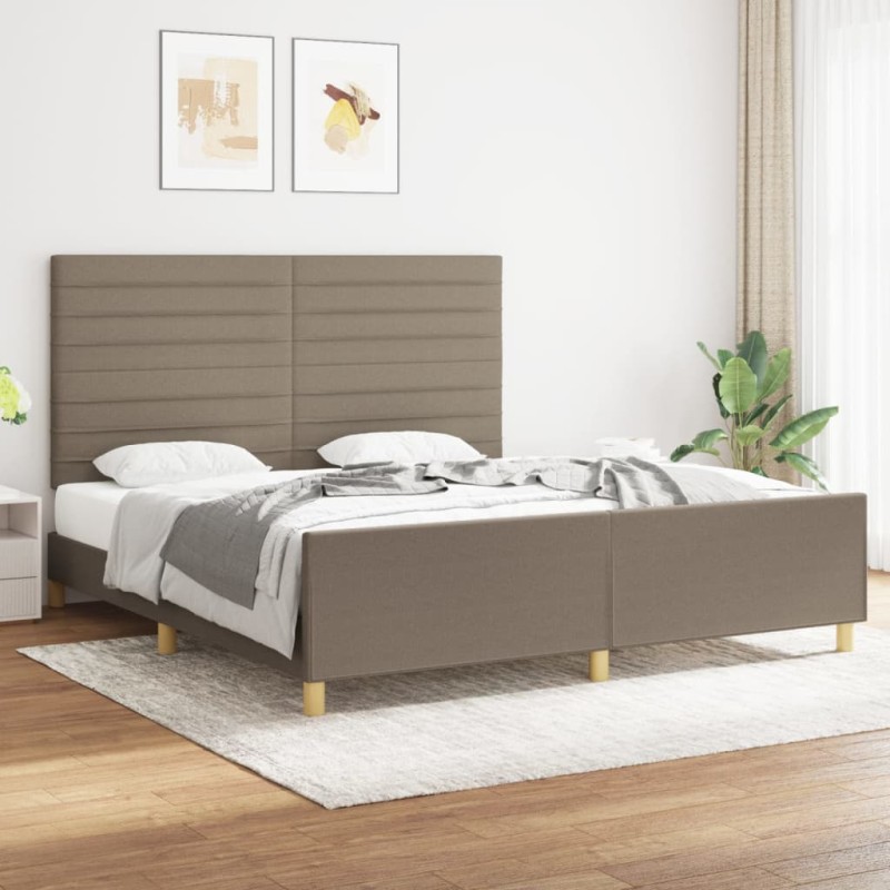 vidaXL Bettgestell mit Kopfteil Taupe 180x200 cm Stoff vidaXL Bettgestell mit Kopfteil Taupe 180x200 cm Stoff