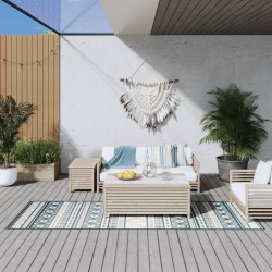 vidaXL Outdoor-Teppich Aquablau und Weiß 80x250 cm Beidseitig Nutzbar