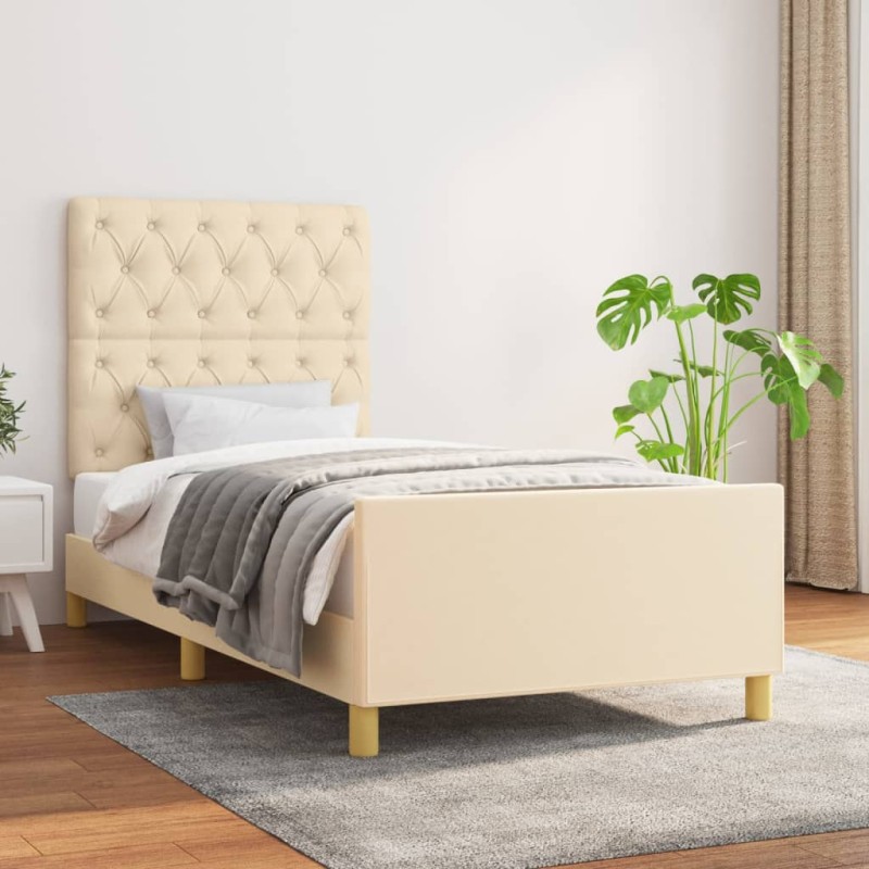 vidaXL Bettgestell mit Kopfteil Creme 80x200 cm Stoff vidaXL Bettgestell mit Kopfteil Creme 80x200 cm Stoff