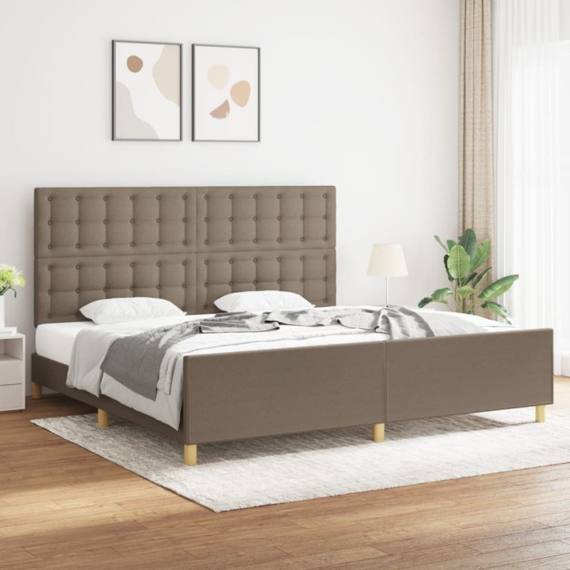 vidaXL Bettgestell mit Kopfteil Taupe 200x200 cm Stoff vidaXL Bettgestell mit Kopfteil Taupe 200x200 cm Stoff