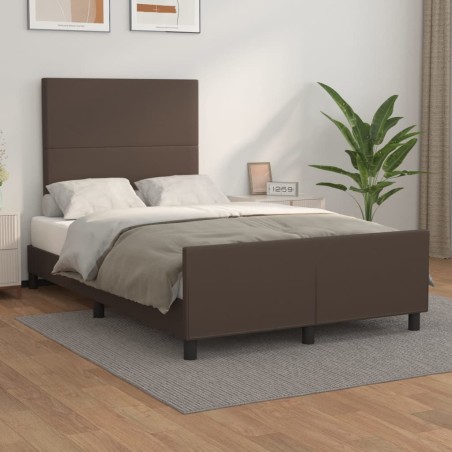 vidaXL Bettgestell mit Kopfteil Braun 120x200 cm Kunstleder