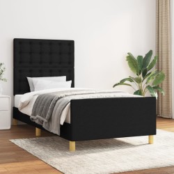 vidaXL Bettgestell mit Kopfteil Schwarz 100x200 cm Stoff
