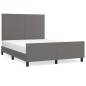 vidaXL Bettgestell mit Kopfteil Grau 140x190 cm Kunstleder vidaXL Bettgestell mit Kopfteil Grau 140x190 cm Kunstleder
