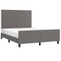 vidaXL Bettgestell mit Kopfteil Grau 140x190 cm Kunstleder vidaXL Bettgestell mit Kopfteil Grau 140x190 cm Kunstleder
