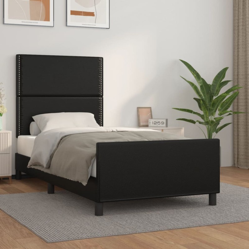 vidaXL Bettgestell mit Kopfteil Schwarz 90x190 cm Kunstleder vidaXL Bettgestell mit Kopfteil Schwarz 90x190 cm Kunstleder