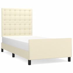 vidaXL Bettgestell mit Kopfteil Creme 90x200 cm Kunstleder