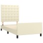 vidaXL Bettgestell mit Kopfteil Creme 90x200 cm Kunstleder vidaXL Bettgestell mit Kopfteil Creme 90x200 cm Kunstleder