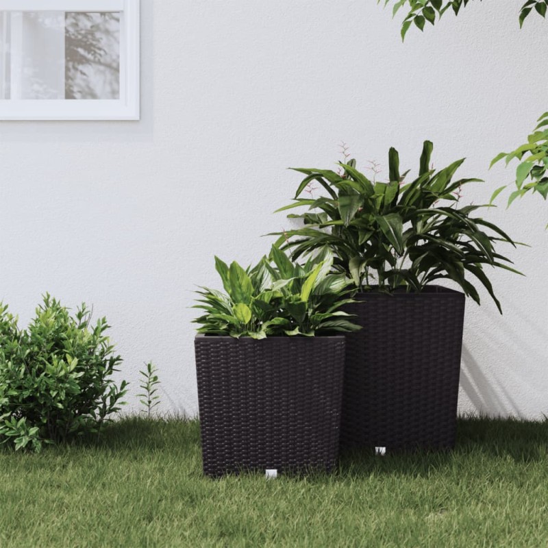 Pflanzkübel mit herausnehmbaren Einsatz Braun 21/32 L PP-Rattan Pflanzkübel mit herausnehmbaren Einsatz Braun 21/32 L PP-Rattan