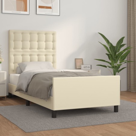 vidaXL Bettgestell mit Kopfteil Creme 90x190 cm Kunstleder