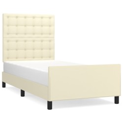 vidaXL Bettgestell mit Kopfteil Creme 90x190 cm Kunstleder