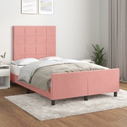 vidaXL Bettgestell mit Kopfteil Rosa 120x200 cm Samt