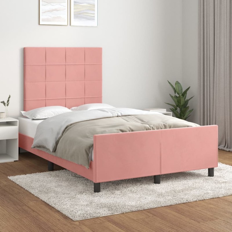 vidaXL Bettgestell mit Kopfteil Rosa 120x200 cm Samt vidaXL Bettgestell mit Kopfteil Rosa 120x200 cm Samt