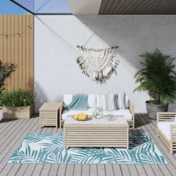 vidaXL Outdoor-Teppich Aquablau und Weiß 100x200 cm Beidseitig Nutzbar
