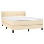 vidaXL Boxspringbett mit Matratze Creme 140x190 cm Stoff vidaXL Boxspringbett mit Matratze Creme 140x190 cm Stoff