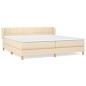 vidaXL Boxspringbett mit Matratze Creme 200x200 cm Stoff vidaXL Boxspringbett mit Matratze Creme 200x200 cm Stoff