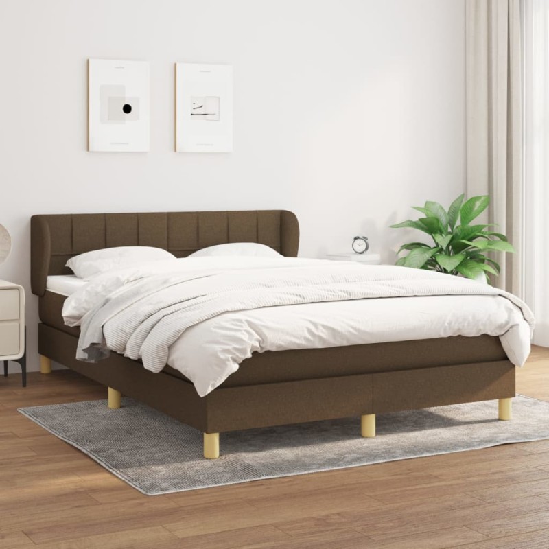 vidaXL Boxspringbett mit Matratze Dunkelbraun 140x200 cm Stoff vidaXL Boxspringbett mit Matratze Dunkelbraun 140x200 cm Stoff