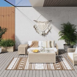 Outdoor-Teppich Braun und Weiß 100x200 cm Beidseitig Nutzbar