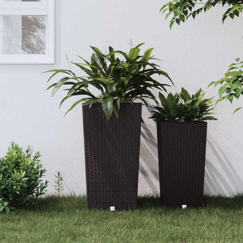 Pflanzkübel mit herausnehmbaren Einsatz Braun 21/49 L PP-Rattan Pflanzkübel mit herausnehmbaren Einsatz Braun 21/49 L PP-Rattan