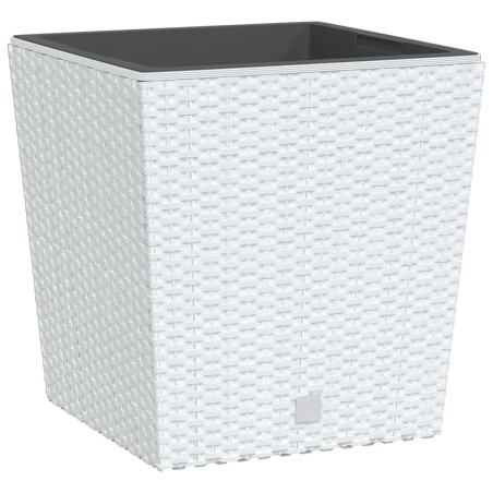 vidaXL Pflanzkübel mit herausnehmbaren Einsatz Weiß 21/32 L PP-Rattan